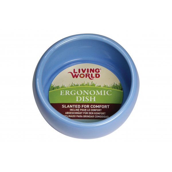 Living World Ceramic Ergonomic Pet Dish Lge Blue