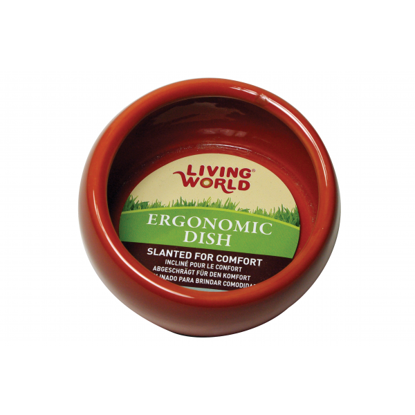 Living World Ceramic Ergonomic Pet Dish Lge Terracotta