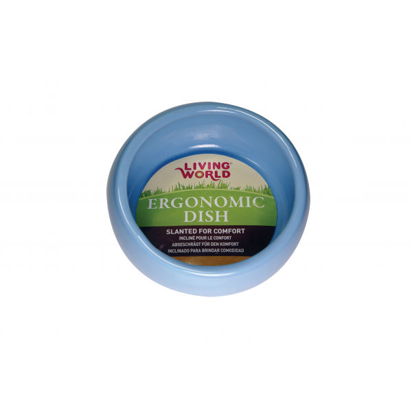 Living World Ceramic Ergonomic Pet Dish Sml Blue