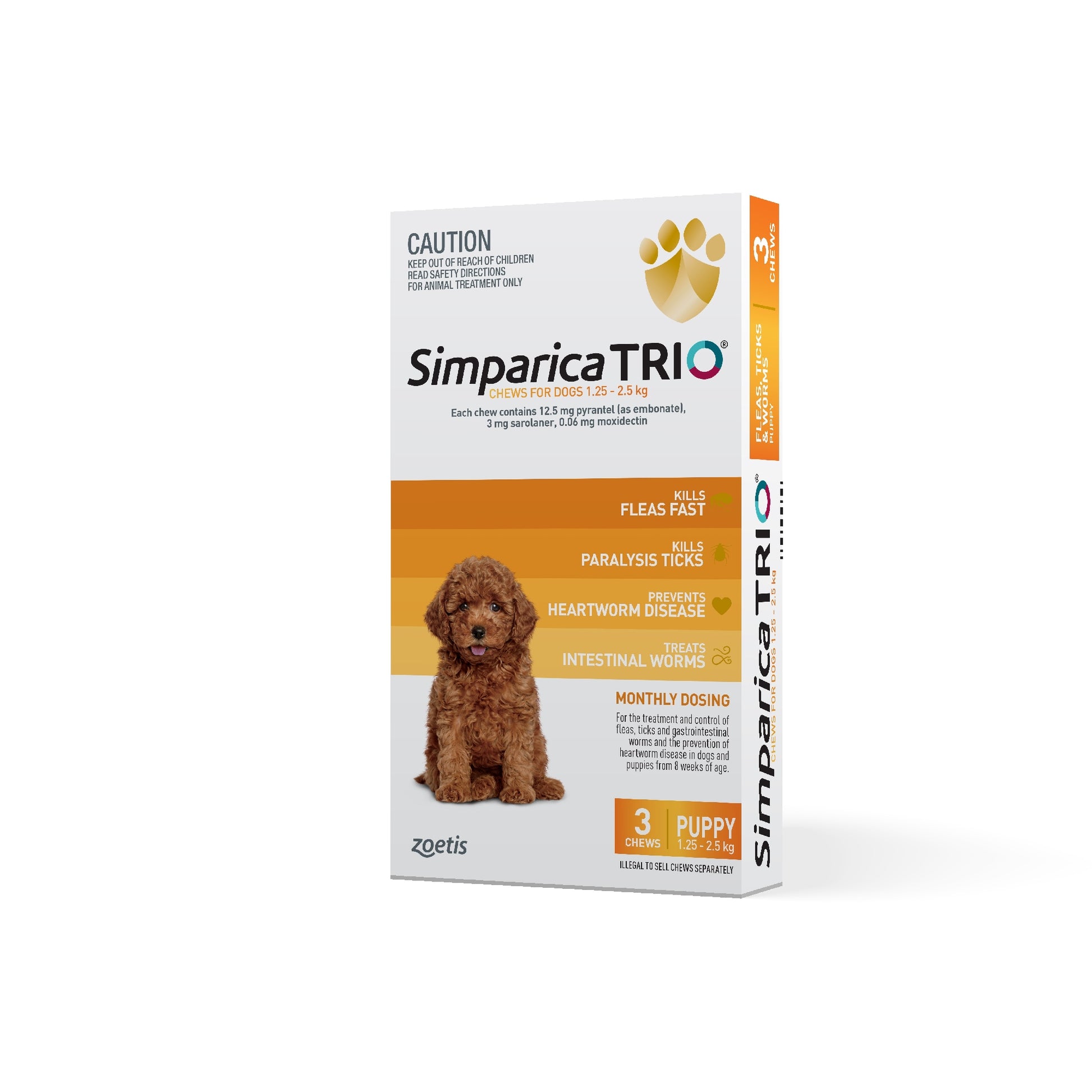 Simparica Trio For Puppies 1.25-2.5kg 3 Pack