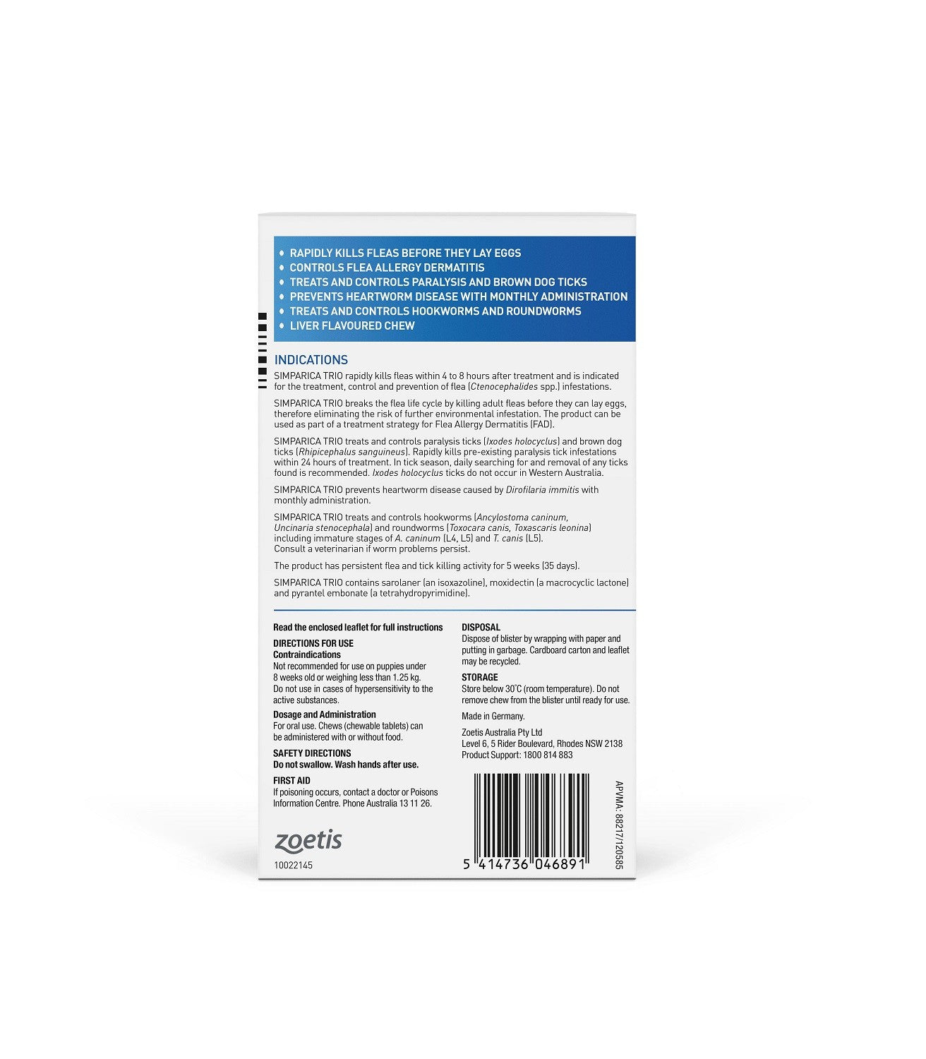 Simparica Trio 10.1kg-20kg [sz:3 Pack]