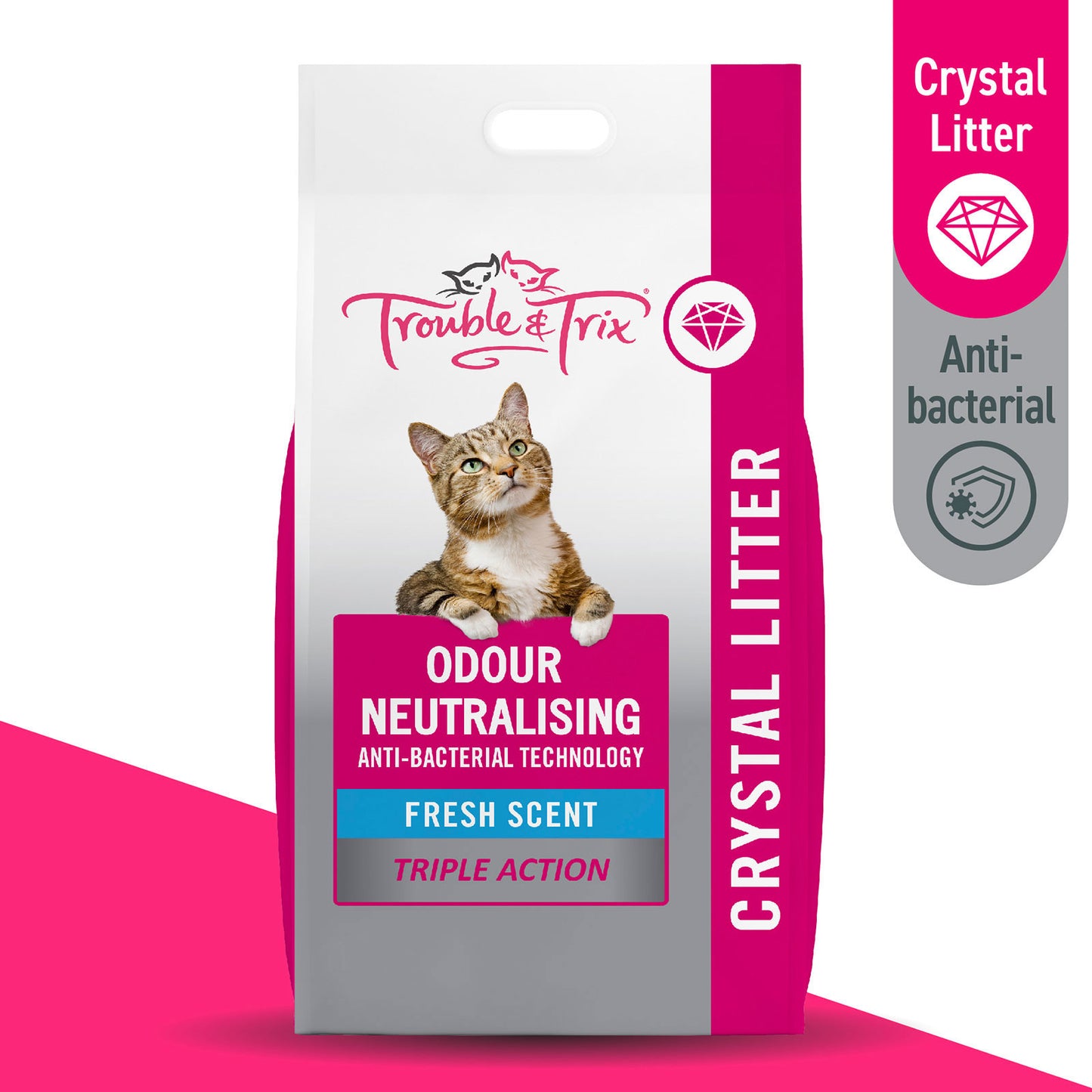 Trouble & Trix Anti Bacterial Fresh Scent Crystal Litter 15l