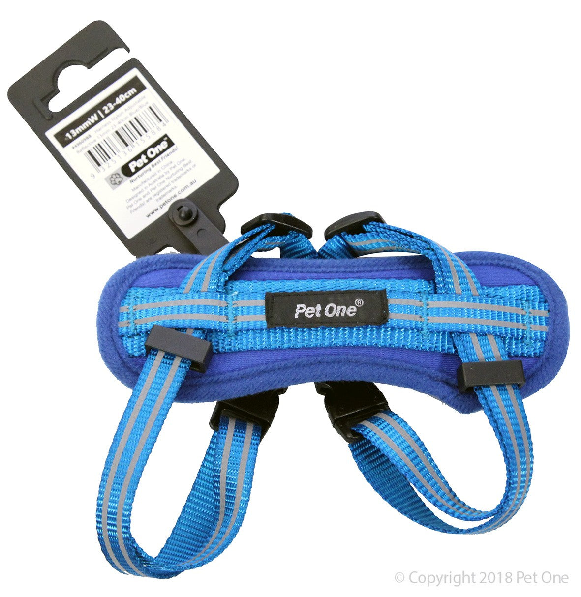 Pet One Reflective Padded Harness Blue [sz:23 - 40cm]