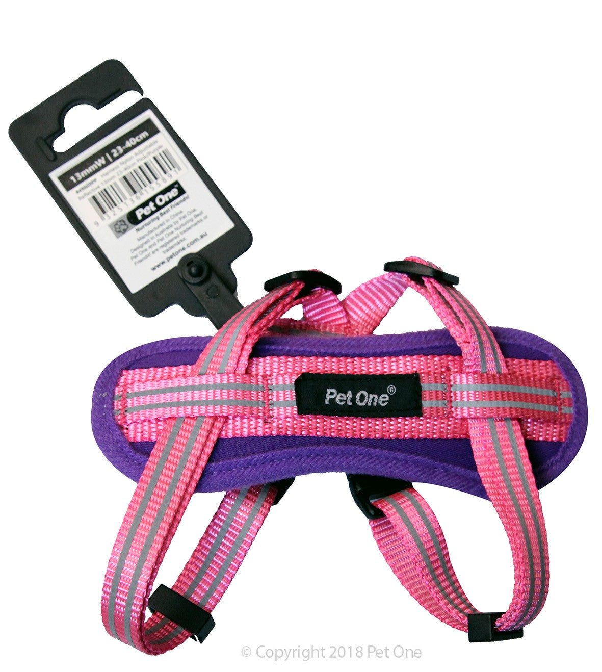 Pet One Reflective Padded Harness Purple/pink [sz:23 - 40cm]