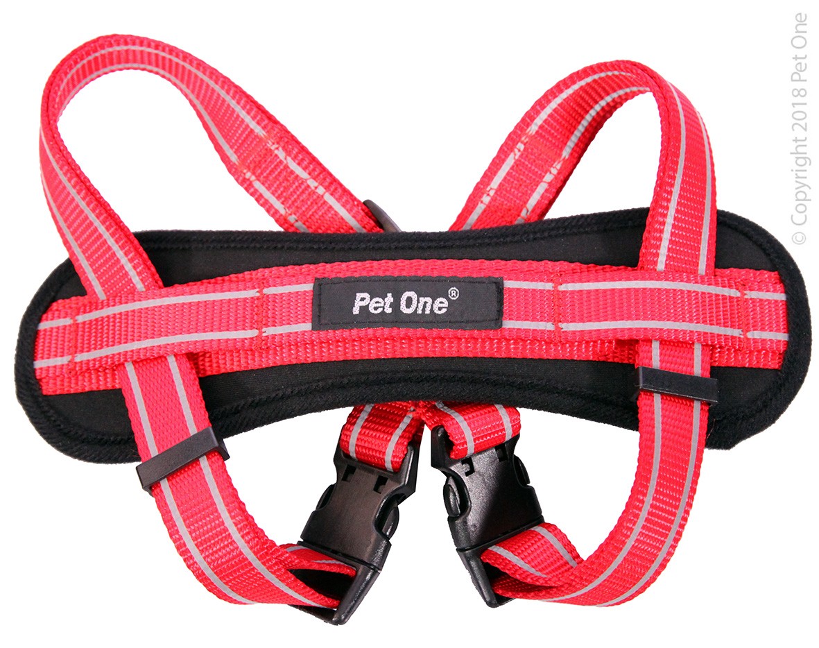 Pet One Reflective Padded Harness Red/black [sz:37 - 60cm]