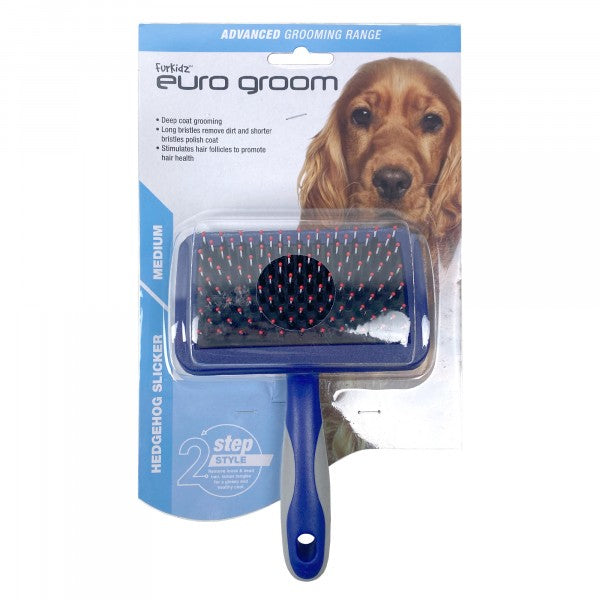 Euro Groom Dog Hedgehog Slicker Red Tip [sz:small]