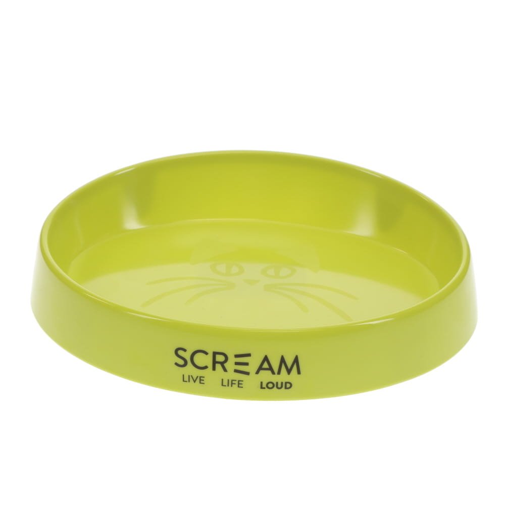 SCREAM OVAL CAT BOWL 300ML LOUD GREEN