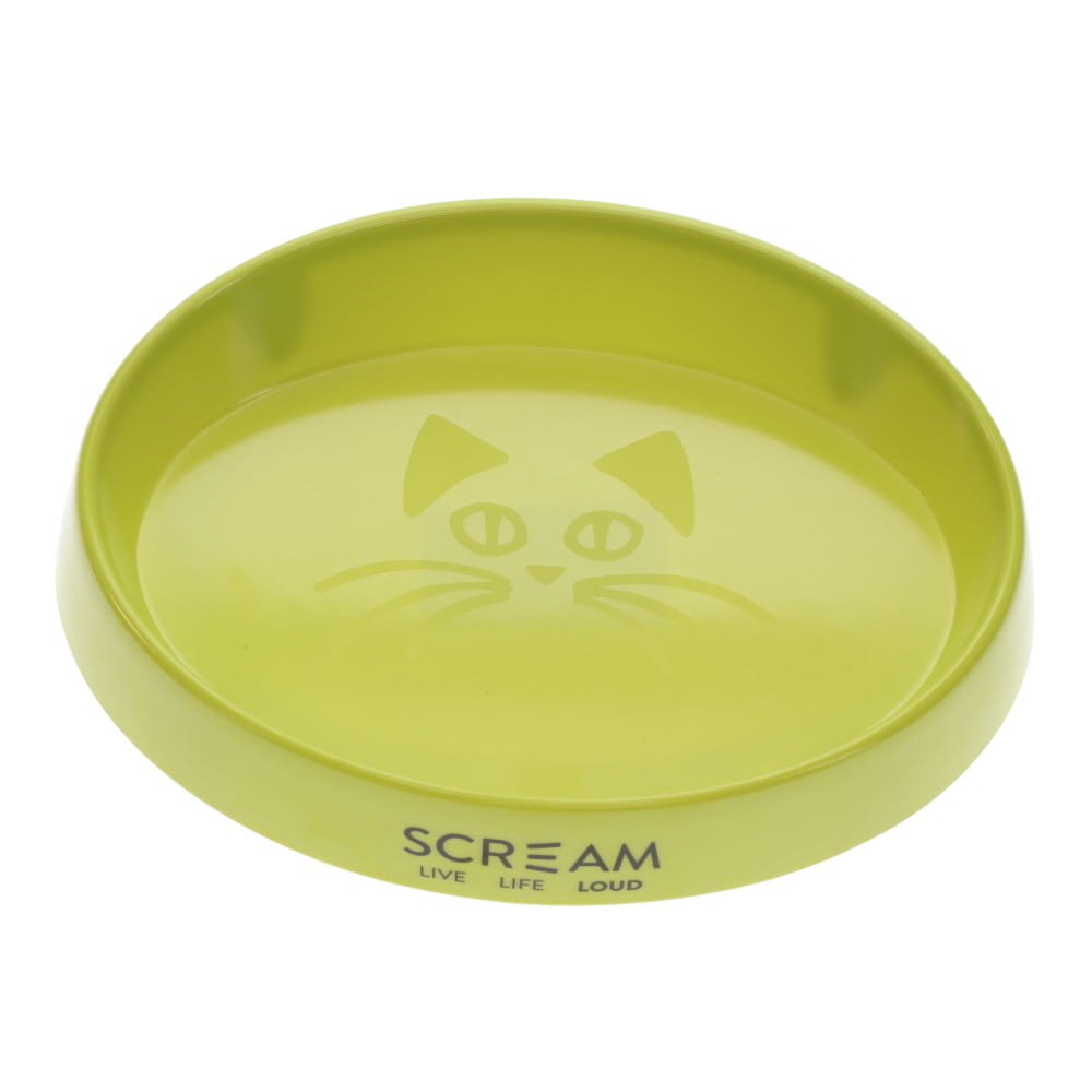 SCREAM OVAL CAT BOWL 300ML LOUD GREEN