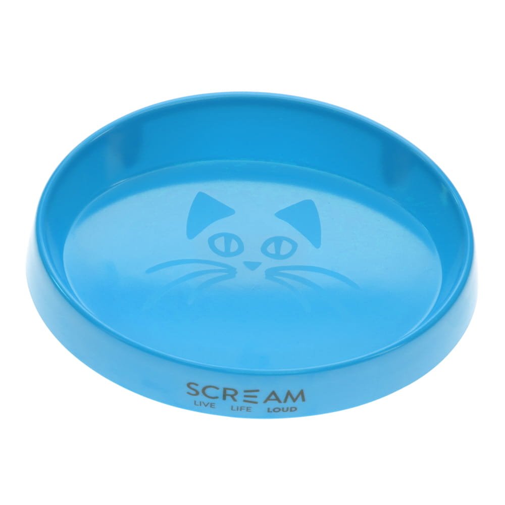 SCREAM OVAL CAT BOWL 300ML LOUD BLUE 