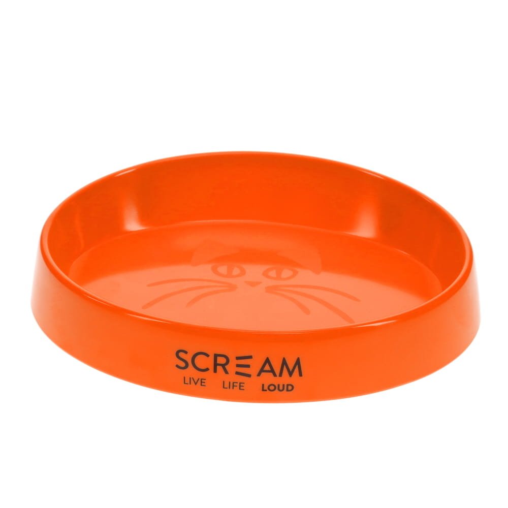 SCREAM OVAL CAT BOWL 300ML LOUD ORANGE