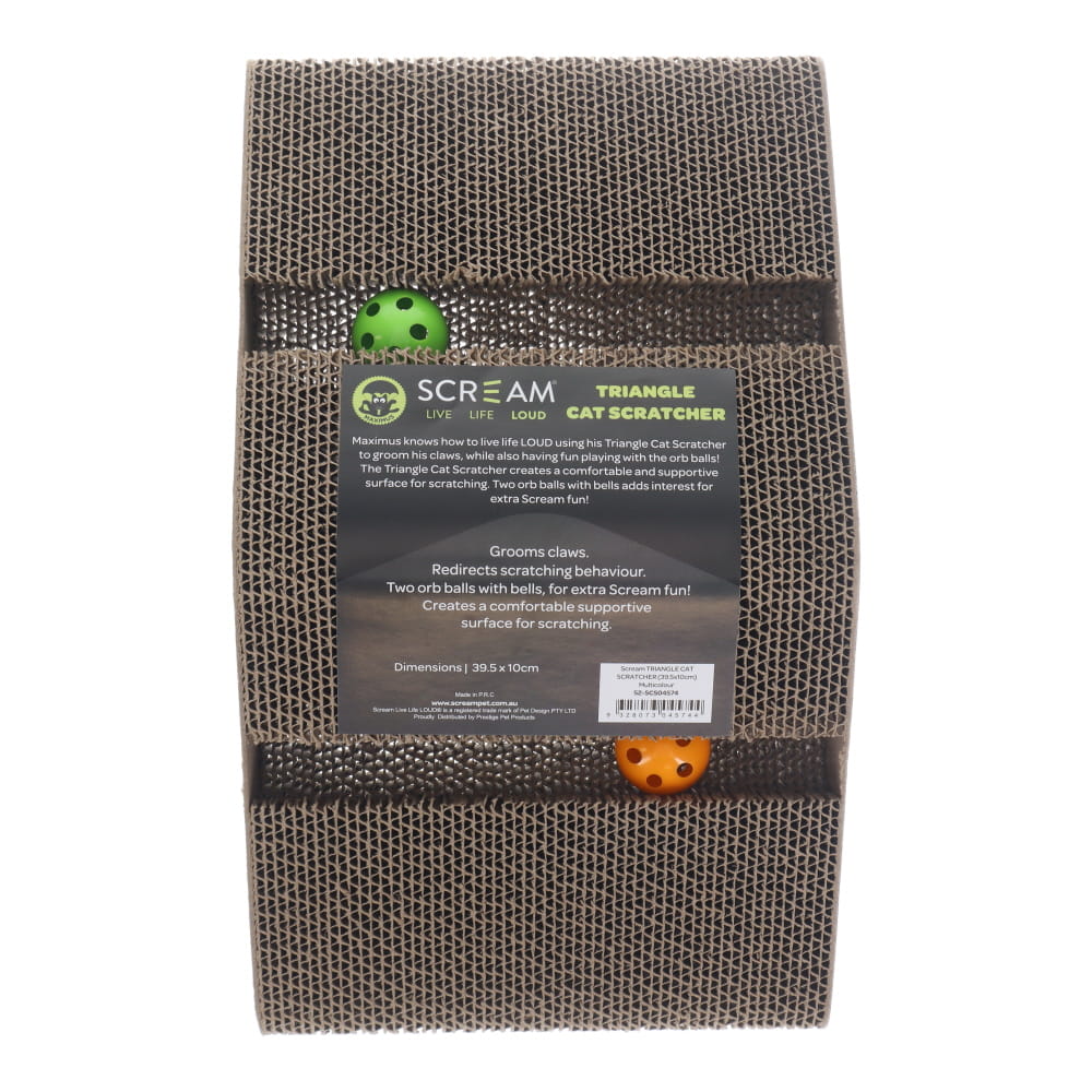 SCREAM TRIANGLE CAT SCRATCHER 39.5X10CM