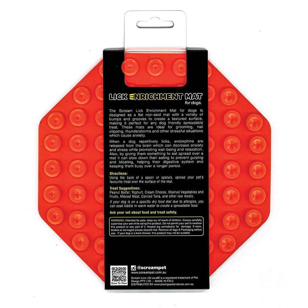 SCREAM LICK MAT OCTAGON SUCTION BASE ORANGE
