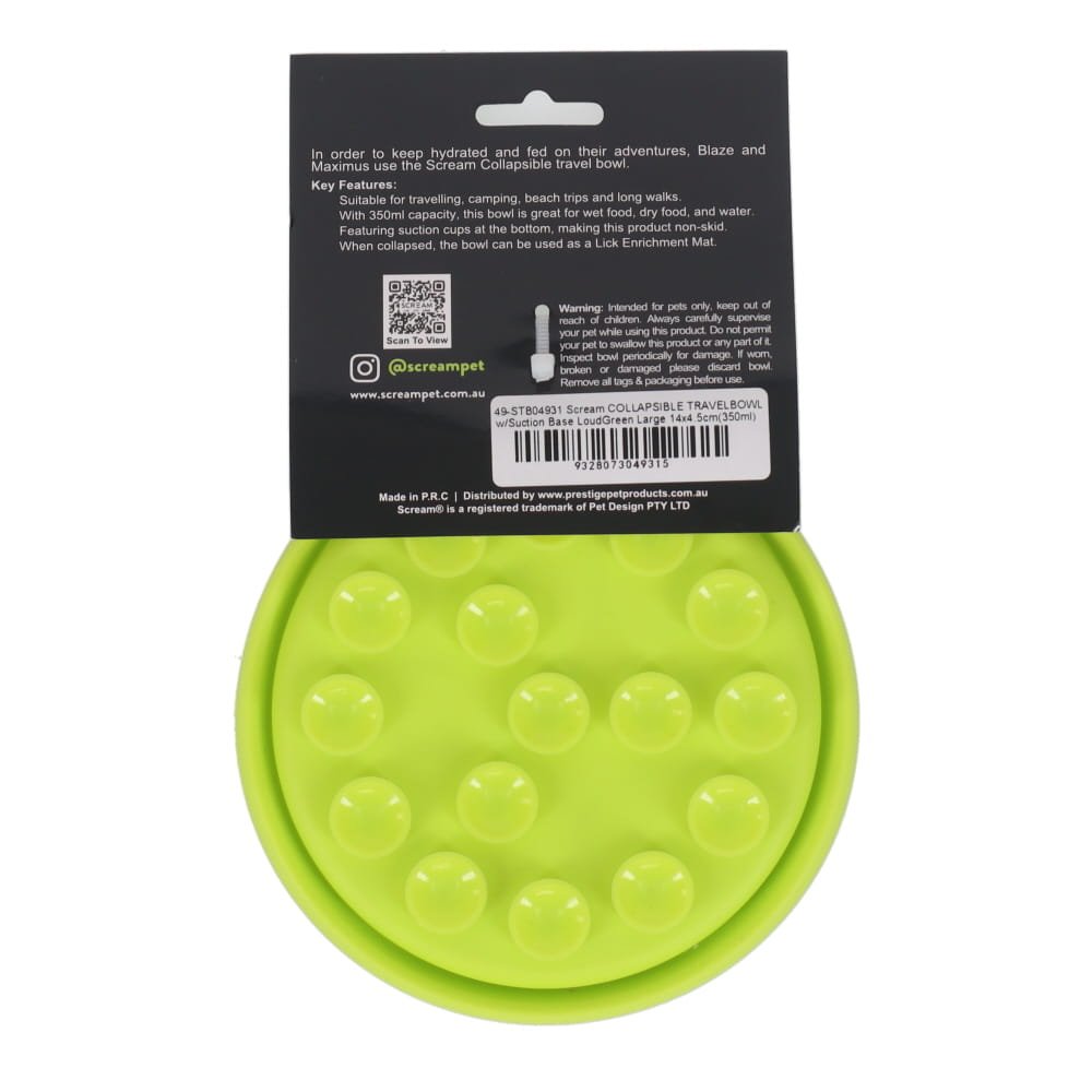 SCREAM COLLAPSIBLE TRAVELBOWL 350ML GREEN