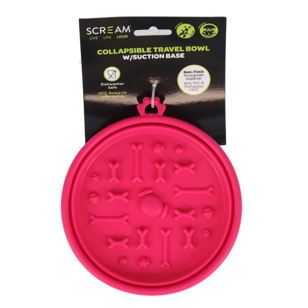 SCREAM COLLAPSIBLE TRAVELBOWL 350ML PINK