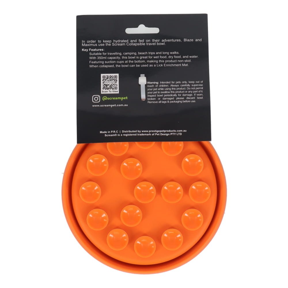 SCREAM COLLAPSIBLE TRAVELBOWL 350ML ORANGE
