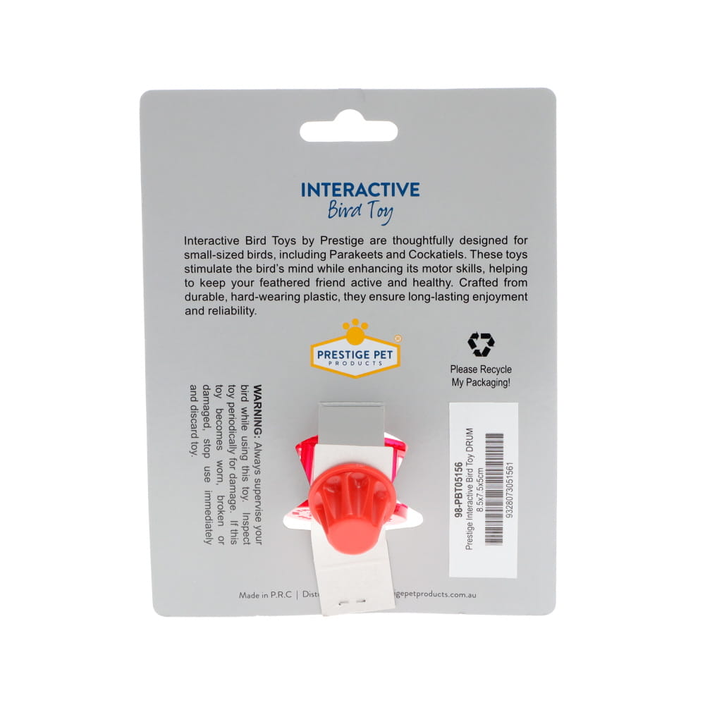 PRESTIGE INTERACTIVE BIRD TOY DRUM 8.5X7.5X5CM