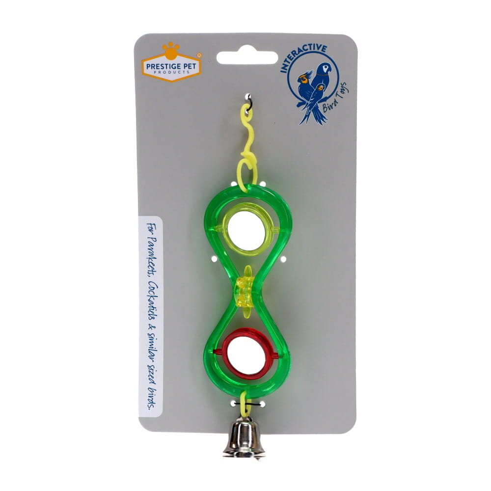 PRESTIGE INTERACTIVE BIRD TOY HOURGLASS HANGING MIRROR 19.8X5.2X3CM
